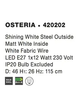 Moderní závěsná svítidla Nova Luce Stylové závěsné svítidlo Osteria ve třech barevných provedeních - 1 x 60 W, pr. 460 mm, bílá NV 420202