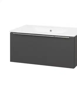 Koupelnový nábytek MEREO Mailo, koupelnová skříňka s keramickým umyvadlem 81 cm, antracit, chrom madlo CN536
