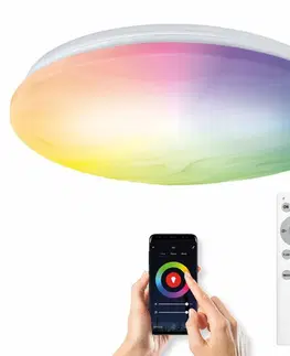Chytré osvětlení Solight LED smart stropní světlo Wave, 30W, 2300lm, wifi, RGB + CCT, dálkové ovládání WO792