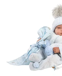 Hračky panenky LLORENS - 84337 NEW BORN CHLAPEK - realistická panenka miminko s celovinylovým tělem - 43