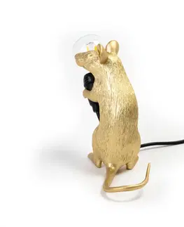 Vnitřní dekorativní svítidla SELETTI LED deko stolní lampa Mouse Lamp USB sedící zlatá