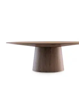 Designové a luxusní jídelní stoly Estila Moderní oválný jídelní stůl Vita Naturale s mohutnou nohou hnědý 220cm