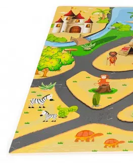 Pěnové puzzle na zem ECOTOYS Pěnová podložka Puzzle safari 93x93 cm barevná