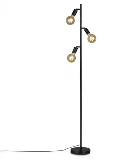 Industriální stojací lampy BRILONER Stojací svítidlo pr. 22 cm 3x E27 10W černá BRILO 1387-035