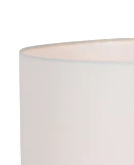 Stolni lampy Designová stolní lampa černá s bílým lněným stínidlem - Lotti