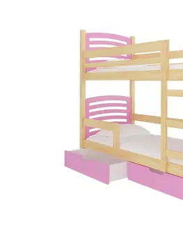 Postele ArtAdrk Dětská patrová postel OSUNA Barva: Borovice / růžová