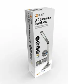 Stolní lampy do kanceláře Solight LED stolní lampička stmívatelná, 11W,  změna chromatičnosti, broušený hliník, stříbrná WO51-S