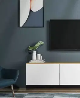 TV stolky Sofahouse Designový nástěnný TV stolek Valeriy 160 cm dub bílý
