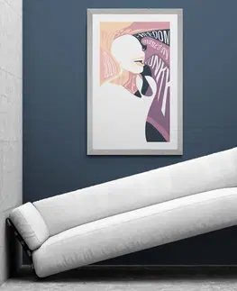 Motivy z naší dílny Plakát s paspartou žena s nápisem v jemných barvách