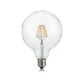 LED žárovky LED filamentová žárovka Ideal Lux Classic Globo D125 Trasp 188959 E27 8W 860lm 3000K 12,5cm čirá stmívatelná