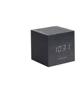 Hodiny Karlsson 5655BK Designové LED stolní hodiny s budíkem, 8 x 8 cm