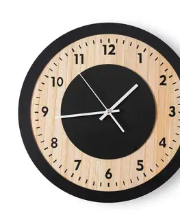 Nástěnné hodiny Luxusní černé hodiny s texturou dřeva 40x40 cm