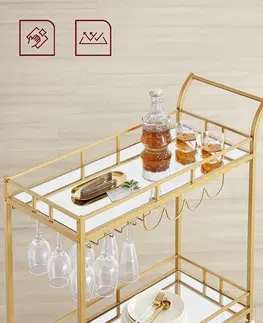 Servírovací stolky a vozíky SONGMICS Servírovací stůl Vasagle Bianco zlatý