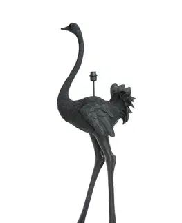 Lampy Černá stojací lampa pštros Ostrich black - 62*50*146 cm / E27 Light & Living 1735312