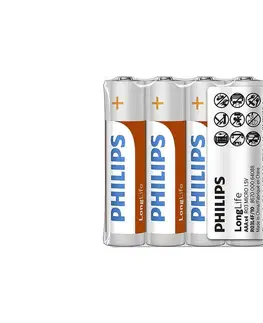 Baterie primární Philips Philips R03L4F/10 - 4 ks Zinkochloridová baterie AAA LONGLIFE 1,5V 450mAh 