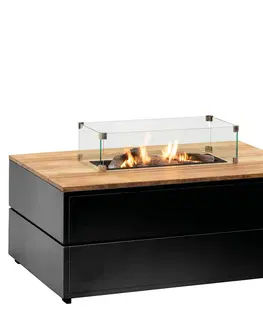 Přenosná ohniště COSI Stůl s plynovým ohništěm cosipure 120 černý rám / deska teak
