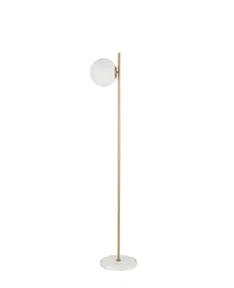 Designové stojací lampy NOVA LUCE stojací lampa CANTONA bílé opálové sklo mosaz zlatá a mramor E27 1x12W 230V IP20 bez žárovky 9960619