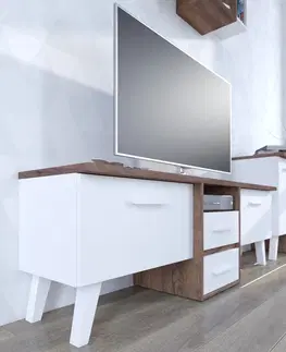 TV stolky ArtCross TV stolek NORDIS-14 | 3D Barva: dub sonoma světlý/bílá