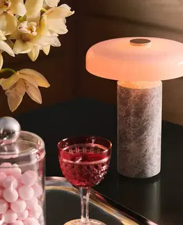 Venkovní osvětlení terasy DESIGN BY US Nabíjecí stolní lampa Trip LED, šedá / růžová, mramor, sklo, IP44