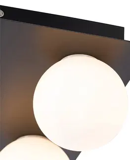 Venkovni stropni svitidlo Moderní koupelnové stropní svítidlo černé čtvercové 4-světlo - Cederic