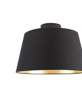 Stropni svitidla Stropní lampa s bavlněným stínidlem černá se zlatem 32 cm - černá Combi