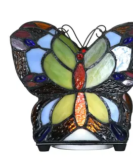 Svítidla Barevná stolní lampa Tiffany ve tvaru motýla Butterfly - 15*8*13 cm (LED) Clayre & Eef 5LL-6340