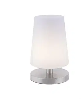 LED stolní lampy PAUL NEUHAUS LED stolní lampa s ocelovou základnou s decentním bílým podlouhlým stínítkem na lampu 3000K PN 4146-55
