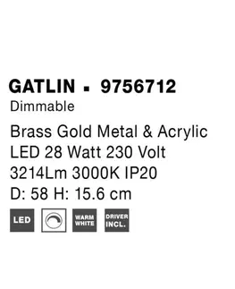 Designová stropní svítidla NOVA LUCE stropní svítidlo GATLIN mosazný zlatý kov a akryl LED 28W 230V 3000K IP20 stmívatelné 9756712