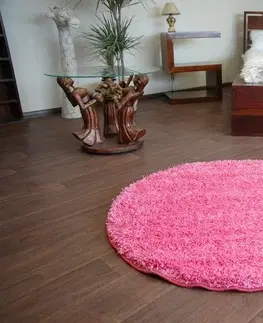 Koberce a koberečky Dywany Lusczow Kulatý koberec SHAGGY Hiza 5cm růžový, velikost kruh 100
