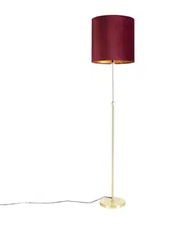 Stojaci lampy Stojací lampa zlatá / mosazná s odstínem červeného sametu 40/40 cm - Parte