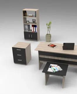 Kancelářské a psací stoly Set kancelářského nábytku VO11 dub černý