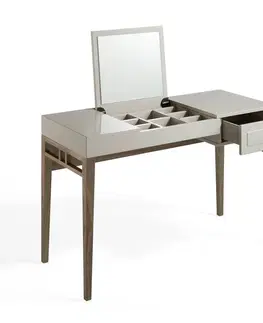 Designové a luxusní toaletní stolky Estila Moderní toaletní stůl Forma Moderna šedý s dřevěnými nožičkami 120cm