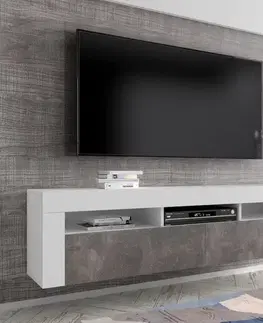 Televizní stolky Televizní stolek MORENO 160 cm univerzální bílý mat, beton tmavý