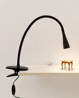 Stolní lampy a lampičky s klipem Lindby LED svítilna s klipem Baris v černé