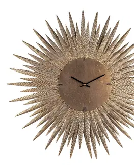 Hodiny Měděné antik nástěnné kovové hodiny ve tvaru slunce Sun - Ø 69*4 cm / 1*AA Clayre & Eef 5KL0228