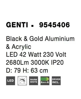 Designová závěsná svítidla NOVA LUCE závěsné svítidlo GENTI černý a zlatý hliník a akryl LED 42W 230V 3000K IP20 9545406
