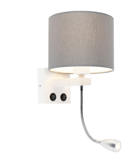 Nastenna svitidla Moderní nástěnná lampa bílá se šedým odstínem - Brescia