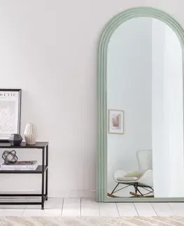 Luxusní a designová zrcadla Estila Art deco designové zrcadlo Swan obloukového tvaru s pastelovým zeleným kaskádovým rámem 160cm