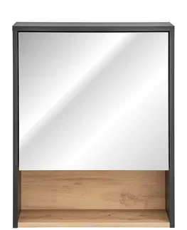 Zrcadla Comad Závěsná koupelnová skříňka se zrcadlem Borneo Cosmos 840 1D šedá/dub artisan