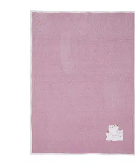 Deky Růžový plyšový pléd s kočičkami Olli - 130*160 cm Clayre & Eef KT060.109