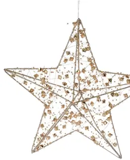 Vánoční dekorace Svítící vánoční hvězda Gold Diamond, 30 cm,  20 LED, teplá bílá, časovač