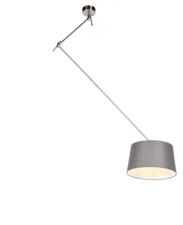Zavesna svitidla Závěsná lampa s plátěným odstínem tmavě šedá 35 cm - ocel Blitz I
