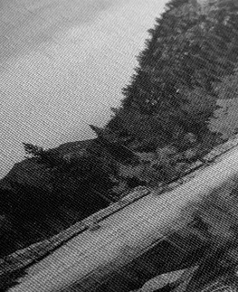Černobílé obrazy Obraz jezero v nádherné přírodě v černobílém provedení