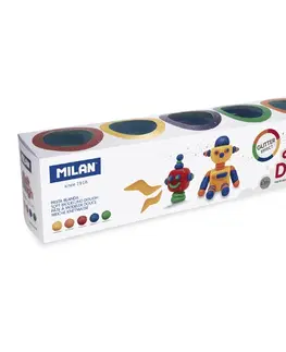 Hračky MILAN - Plastelína Soft Dough glitrové barvy - sada 5 ks