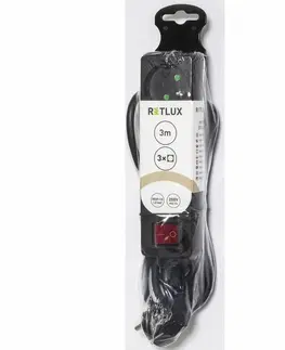 Prodlužovací kabely Retlux RPC 20B Prodlužovací kabel s vypínačem černá, 3 zásuvky, 3 m