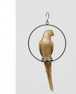 Sošky exotických zvířat KARE Design Závěsná soška Papoušek na bidýlku 57cm