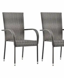 Zahradní křesla a židle Zahradní stohovatelné židle 2 ks polyratan Šedá