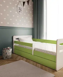 Dětské postýlky Kocot kids Dětská postel Tomi zelená, varianta 80x140, bez šuplíků, s matrací