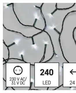 Vánoční řetězy a lamety EMOS LED vánoční řetěz Steny s časovačem 24 m studená bílá