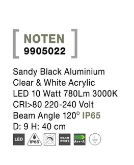 Stojací svítidla NOVA LUCE venkovní sloupkové svítidlo NOTEN černý hliník čirý a bílý akryl LED 8W 3000K 220-240V IP65 120st. IP65 9905022